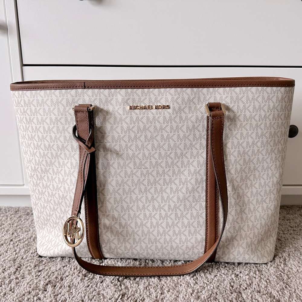 Michael Kors laptop bag - cream and brown